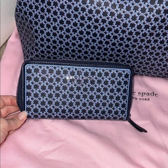Kate Spade Blue Link Patterned Tote Bag and Wallet Set - Picture 4 of 9